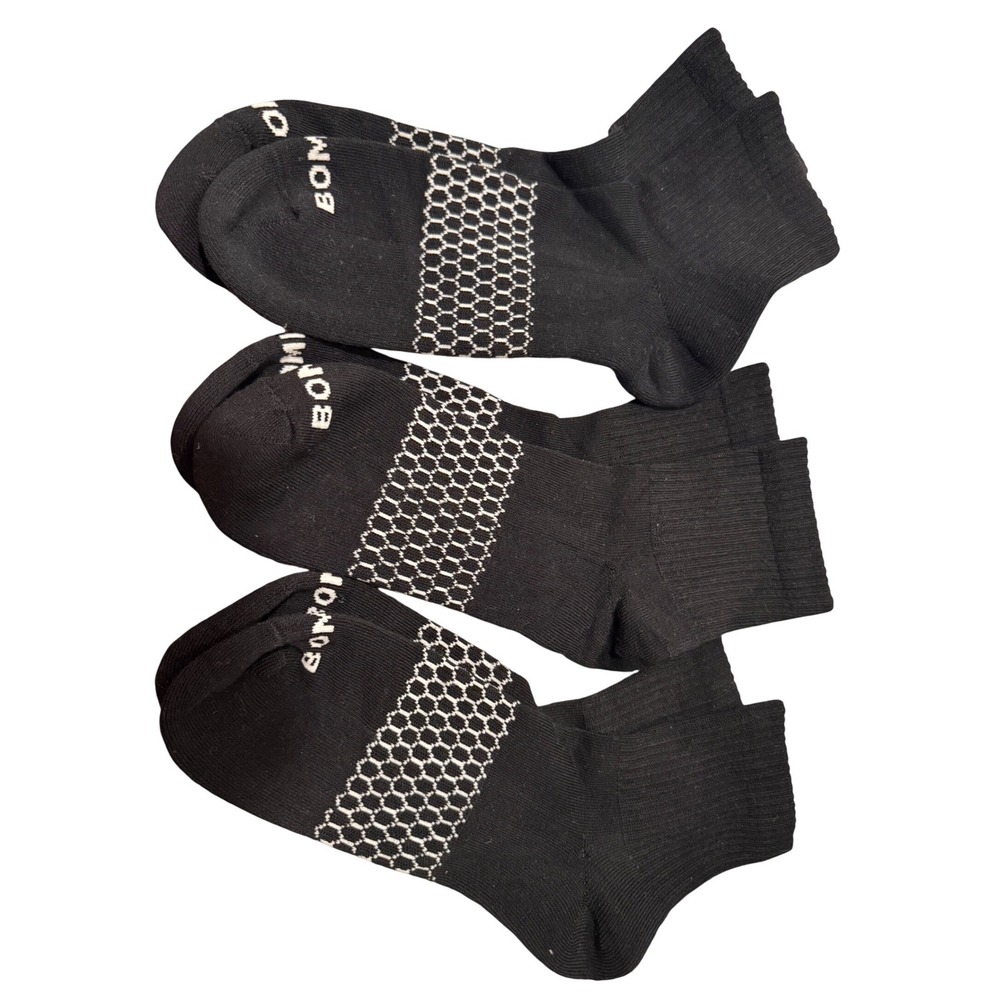 Bombas Black Ankle Socks Honeycomb Arch Support 3 Pair Pack Mens Womens